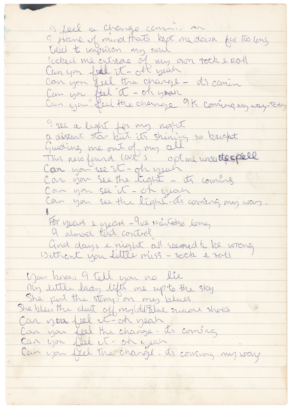 Lot 7260 Badfinger: Pete Ham Original Handwritten Lyrics for 'Matted Spam'