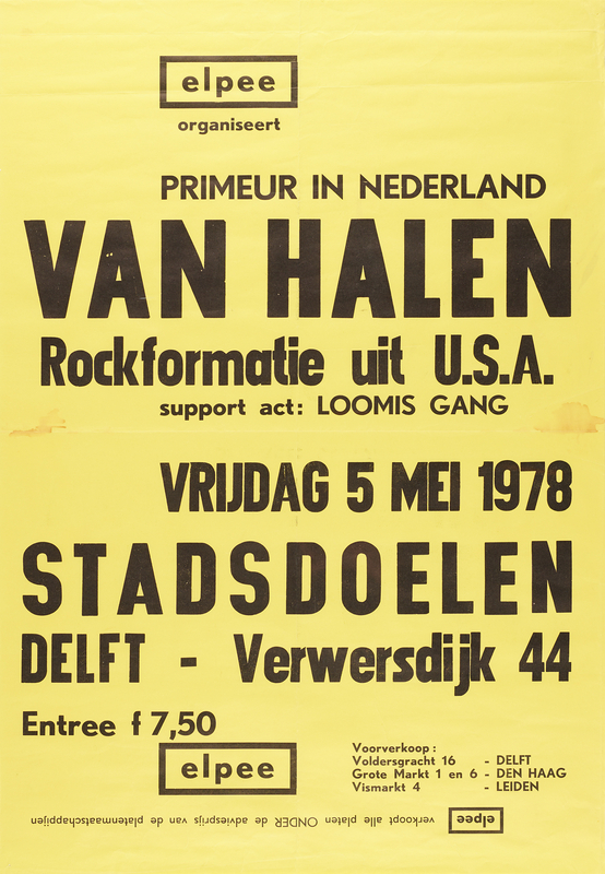 Lot 7444 Van Halen 1978 Netherlands Concert Poster (15.75˝ x 23.5˝)