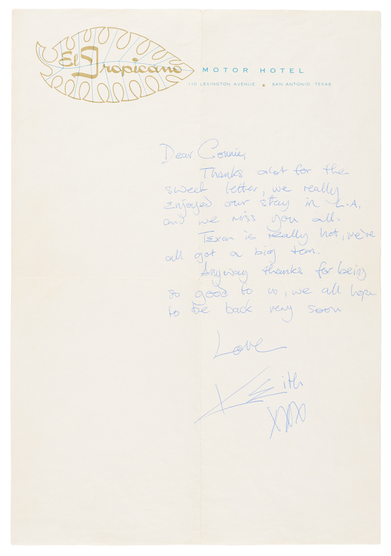 Lot 7113 Keith Richards Early Autograph Letter Signed - Dated to the Rolling Stones' First American Tour