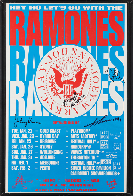 Lot 7383 Ramones Signed 1991 Australia Tour Poster (16.75˝ x 23.5˝)