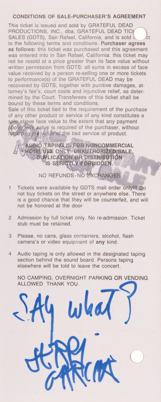 Lot 7169 Jerry Garcia Signed Oakland Coliseum Arena Ticket - New Year's Eve, 1990