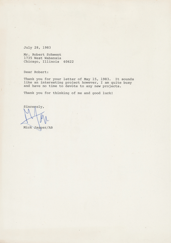 Lot 7125 Mick Jagger Typed Letter Signed
