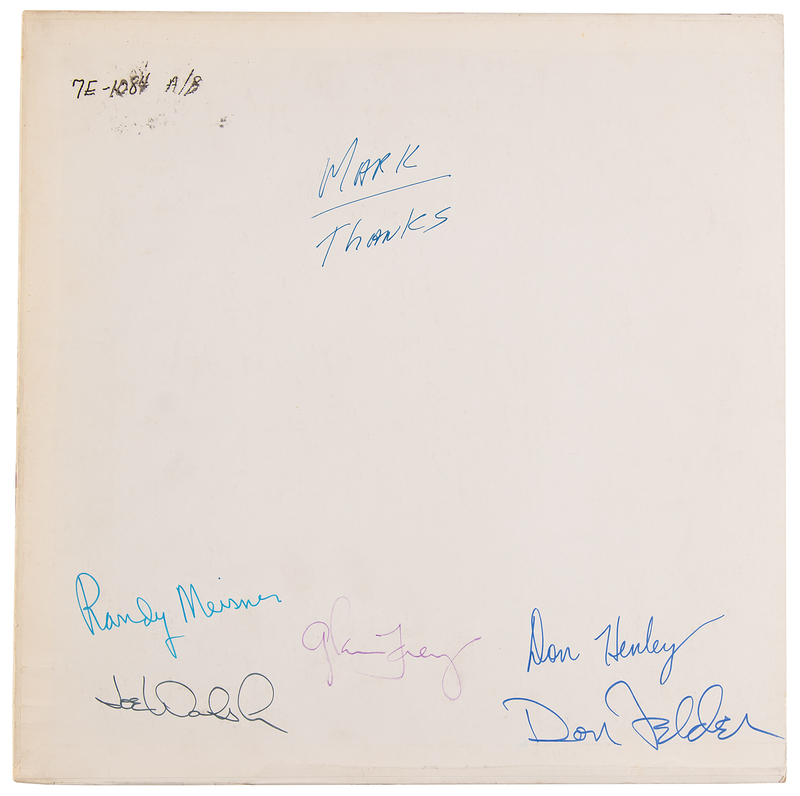 Lot 7312 The Eagles Band-Signed Test Pressing of Hotel California