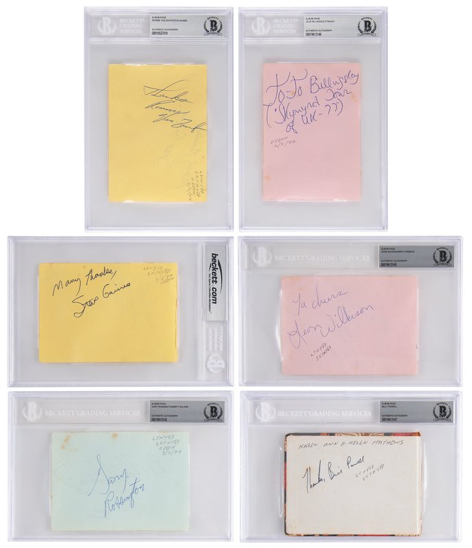 Lot 7317 Lynyrd Skynyrd (6) Signatures Dated to Their 1977 UK Tour