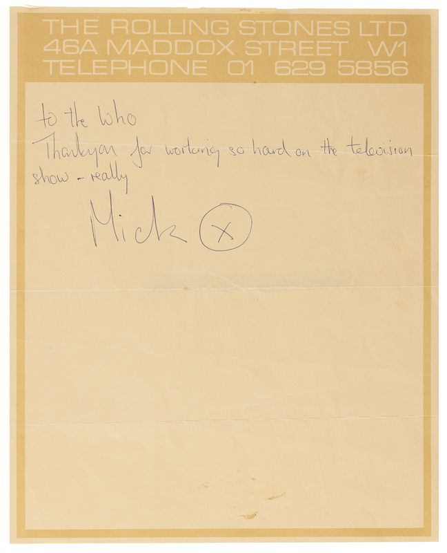 Lot 7121 Mick Jagger Autograph Letter Signed 