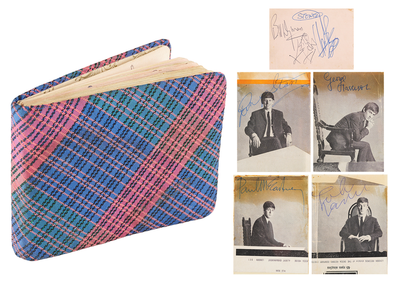 Lot 7120 Beatles and Rolling Stones Signatures - British Invasion Autograph Album with Gene Vincent, Little Richard, The Hollies, and More