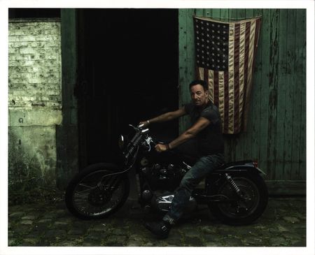 Lot #7374 Bruce Springsteen Photographic Print by Annie Leibovitz - On a Harley-Davidson Motorcycle - Image 1