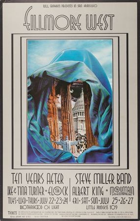 Lot #7301 Fillmore West: (8) Bill Graham Concert Posters, with Chuck Berry, Santana, Steve Miller, and Johnny Winter - Image 7
