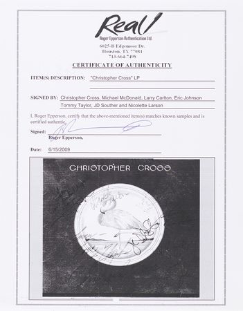 Lot #7415 Christopher Cross and Friends Signed Album - Self-Titled - Image 2