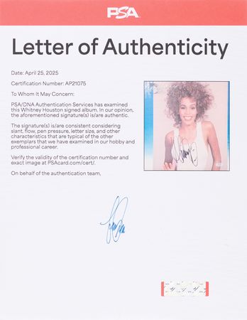 Lot #7476 Whitney Houston Signed Album - Whitney - Image 2