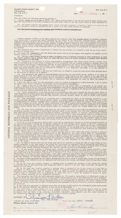 Lot #7253 Elvis Presley and Colonel Tom Parker Twice-Signed Document - William Morris Agency Contract - Image 2