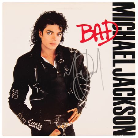 Lot #7450 Michael Jackson Signed Album - Bad
