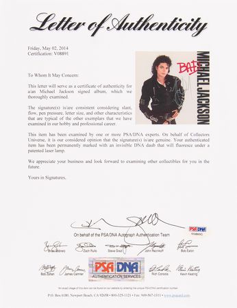 Lot #7450 Michael Jackson Signed Album - Bad - Image 2