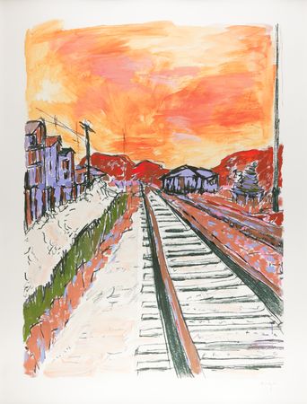 Lot #7505 Bob Dylan Massive Original Mixed Media Painting - 'Side Tracks' - Image 2