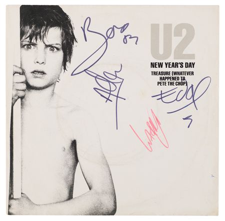 Lot #7436 U2 Signed 45 RPM Single - 'New Year's