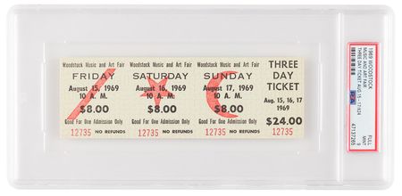 Lot #7281 Woodstock Three-Day Admission Ticket –