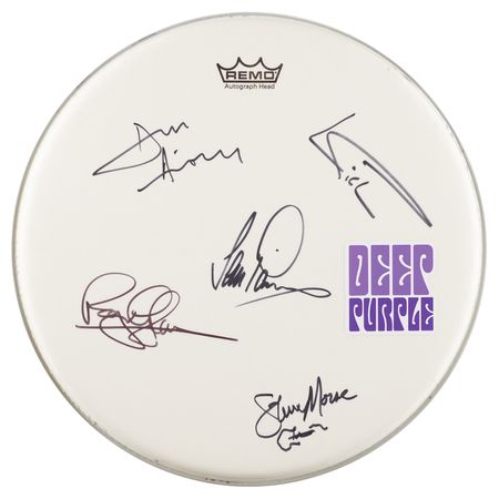 Lot #7345 Deep Purple Signed Drum Head