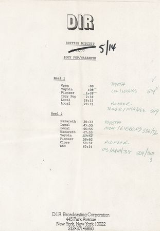 Lot #7399 Iggy Pop Original 1977 'King Biscuit Flower Hour' Reel-to-Reel Tape - Image 2