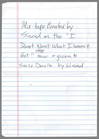 Lot #7481 Sinead O'Connor Personally Curated Mix Tape Presented to Her Keyboardist (1990) - Image 2