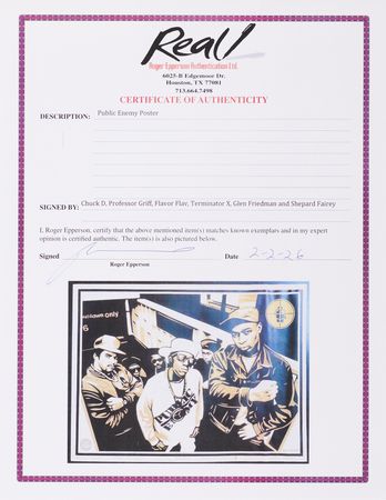 Lot #7482 Public Enemy Signed Artist's Proof Screenprint by Shepard Fairey (24˝ x 18˝) - Image 2