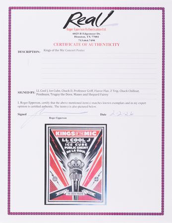 Lot #7478 Kings of the Mic Signed Screenprint by Shepard Fairey (18˝ x 24˝) with LL Cool J, Chuck D, and Flavor Flav - Image 2