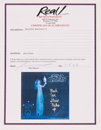 Lot #7428 Stevie Nicks Signed Album - Bella Donna - Image 2