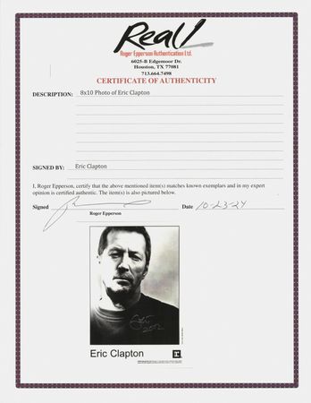 Lot #7334 Eric Clapton Signed Photograph - Image 2