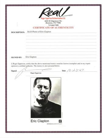 Lot #7334 Eric Clapton Signed Photograph - Image 2