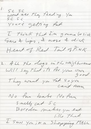Lot #7410 The Pretenders: Chrissie Hynde Autograph Letter Signed to Friends Actress Lisa Kudrow, Sending Her Handwritten Lyrics to the Show’s Iconic Song, ‘Smelly Cat’ - Image 4