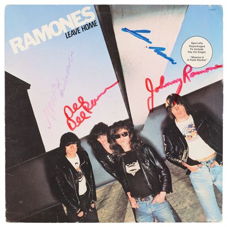 Lot #7384. Ramones Signed Album - Leave Home
