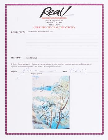 Lot #7275 Joni Mitchell Signed Album - For the Roses - Image 2