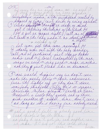 Lot #7452 Prince Partial Handwritten Song Lyrics