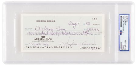 Lot #7468 Madonna Signed Check for Chiropractic