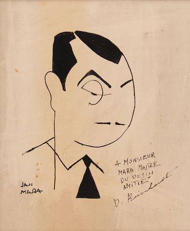 Lot #7249 Django Reinhardt Signed Sketch