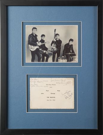 Lot #7008 Beatles Signed Promo Card from Their