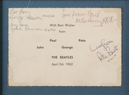 Lot #7008 Beatles Signed Promo Card from Their 'Going-Away' Cavern Club Show (April 5, 1962) - Image 2