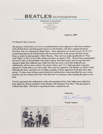 Lot #7008 Beatles Signed Promo Card from Their 'Going-Away' Cavern Club Show (April 5, 1962) - Image 3