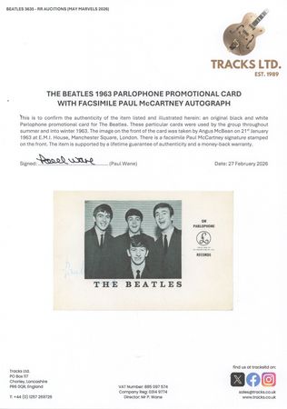 Lot #7059 Beatles 1963 Parlophone Records Promotional Card - Image 2