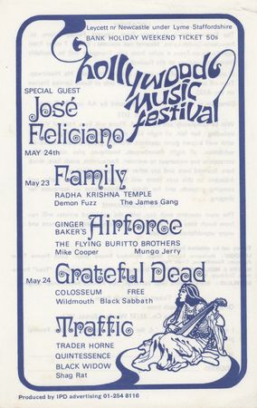 Lot #7182 Grateful Dead and Black Sabbath 1970 Hollywood Music Festival Handbill - Image 1