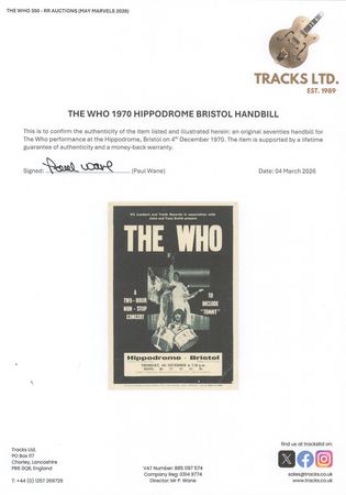 Lot #7152 The Who Original 1970 Concert Handbill (Hippodrome, Bristol) - Image 2