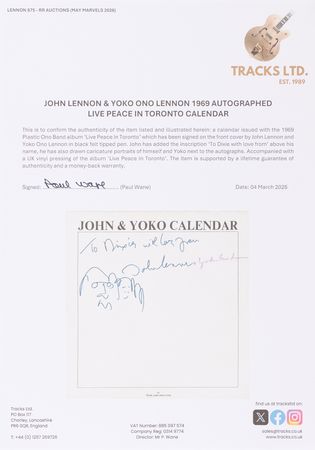 Lot #7015 John Lennon and Yoko Ono Signed 1970 'John & Yoko Calendar' with (2) Original Sketches by Lennon - Image 4