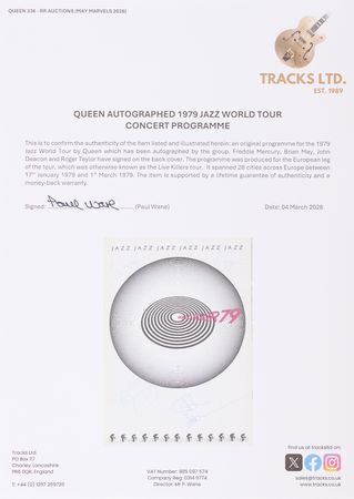 Lot #7241 Queen Signed 1979 'Jazz World Tour' Concert Program - Image 3
