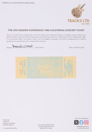 Lot #7105 Jimi Hendrix Experience and Vanilla Fudge 1968 Concert Ticket (Swing Auditorium, San Bernardino) - Image 2