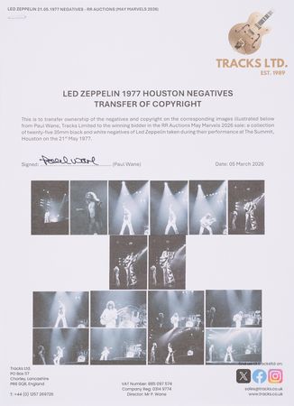 Lot #7222 Led Zeppelin (25) Concert Negatives from The Summit in Houston, Texas (May 21, 1977) - Sold with Copyright - Image 4
