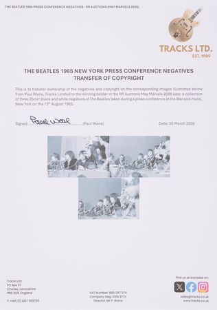 Lot #7051 Beatles (3) Original Negatives from the Warwick Hotel Press Conference on August 13, 1965 - Sold with Copyright - Image 3