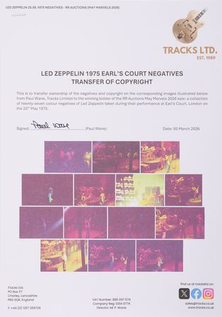 Lot #7227 Led Zeppelin Collection of (27) Concert Negatives from London's Earl's Court (May 25, 1975) - Sold with Copyright - Image 4