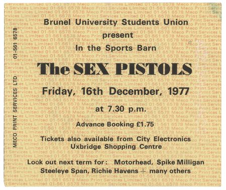 Lot #7403 Sex Pistols Original Concert Ticket Stub