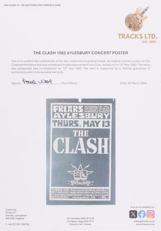 Lot #7390 The Clash 1982 Friars Aylesbury Concert Poster (19.75˝ x 29.5˝) - Image 2