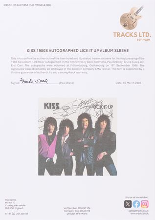 Lot #7358 KISS Signed Album - Lick It Up - Image 2
