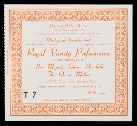 Lot #7036 Beatles 1963 Royal Variety Performance Concert Ticket Stub - Image 1